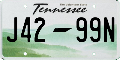 TN license plate J4299N