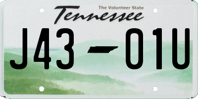 TN license plate J4301U