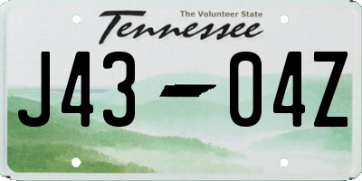 TN license plate J4304Z
