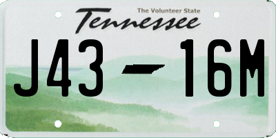 TN license plate J4316M