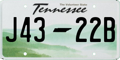 TN license plate J4322B
