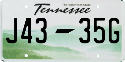 TN license plate J4335G