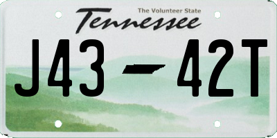 TN license plate J4342T