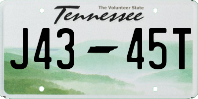 TN license plate J4345T