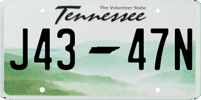 TN license plate J4347N