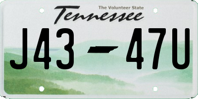 TN license plate J4347U