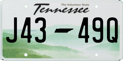TN license plate J4349Q