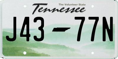 TN license plate J4377N