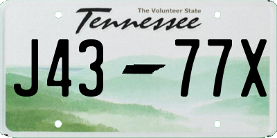 TN license plate J4377X