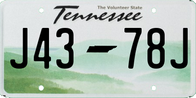 TN license plate J4378J