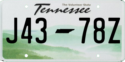 TN license plate J4378Z