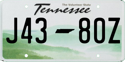 TN license plate J4380Z