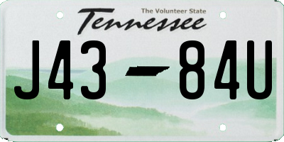 TN license plate J4384U