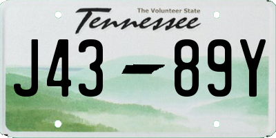 TN license plate J4389Y