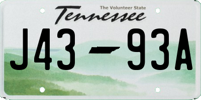 TN license plate J4393A