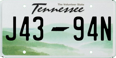 TN license plate J4394N