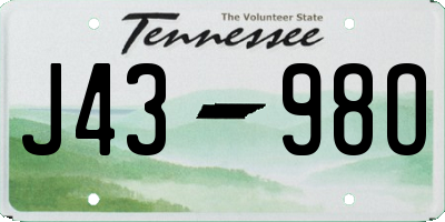 TN license plate J4398O