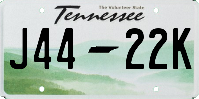 TN license plate J4422K