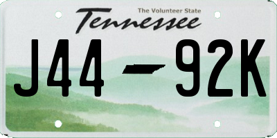 TN license plate J4492K