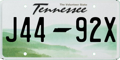 TN license plate J4492X