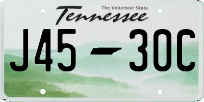 TN license plate J4530C