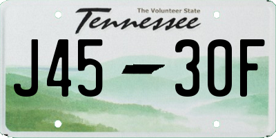 TN license plate J4530F