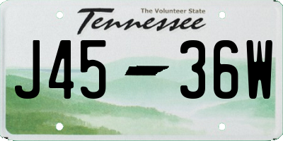TN license plate J4536W