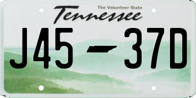 TN license plate J4537D