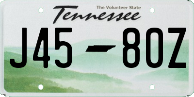 TN license plate J4580Z