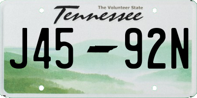 TN license plate J4592N