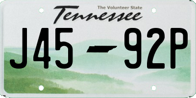 TN license plate J4592P
