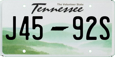 TN license plate J4592S