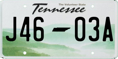 TN license plate J4603A