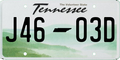 TN license plate J4603D