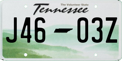 TN license plate J4603Z