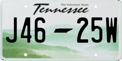 TN license plate J4625W