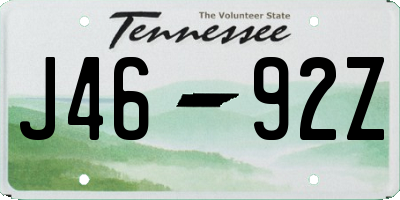 TN license plate J4692Z