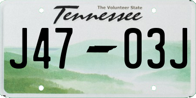 TN license plate J4703J