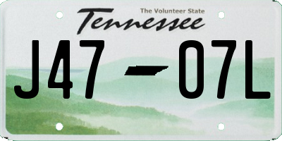 TN license plate J4707L