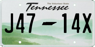 TN license plate J4714X