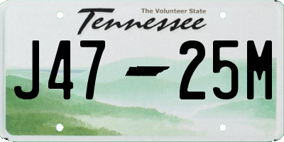 TN license plate J4725M
