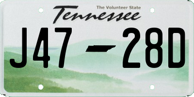 TN license plate J4728D