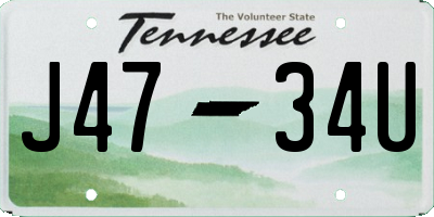 TN license plate J4734U