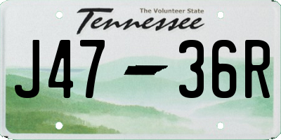 TN license plate J4736R