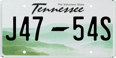 TN license plate J4754S