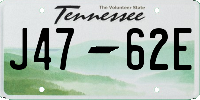 TN license plate J4762E