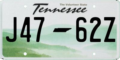 TN license plate J4762Z