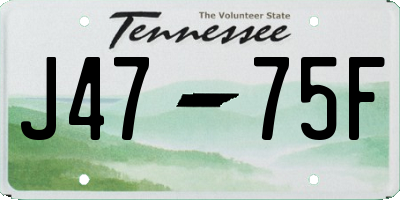 TN license plate J4775F