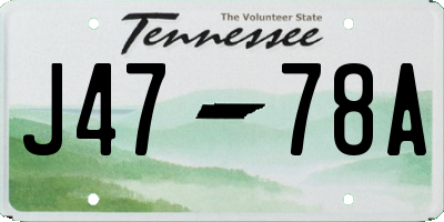 TN license plate J4778A