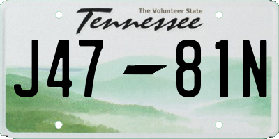 TN license plate J4781N